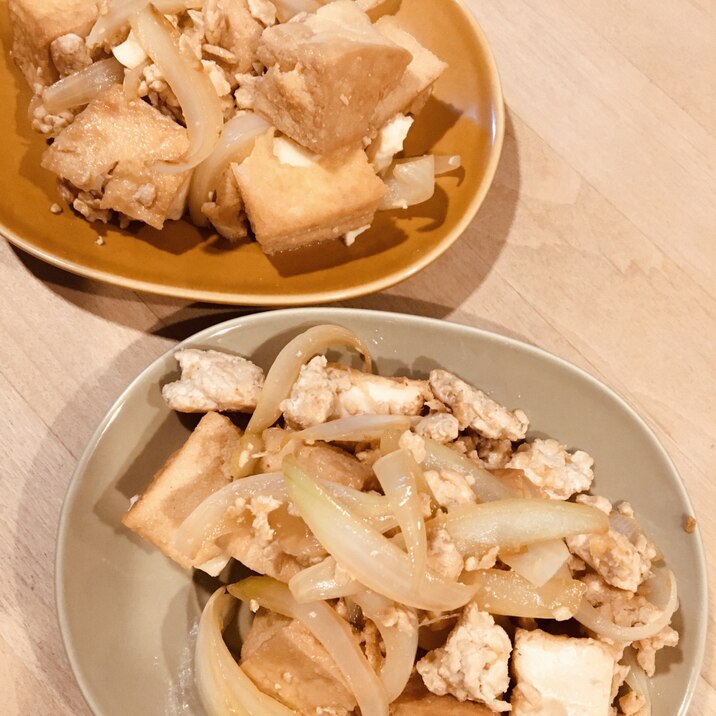 厚揚げとひき肉の炒め物